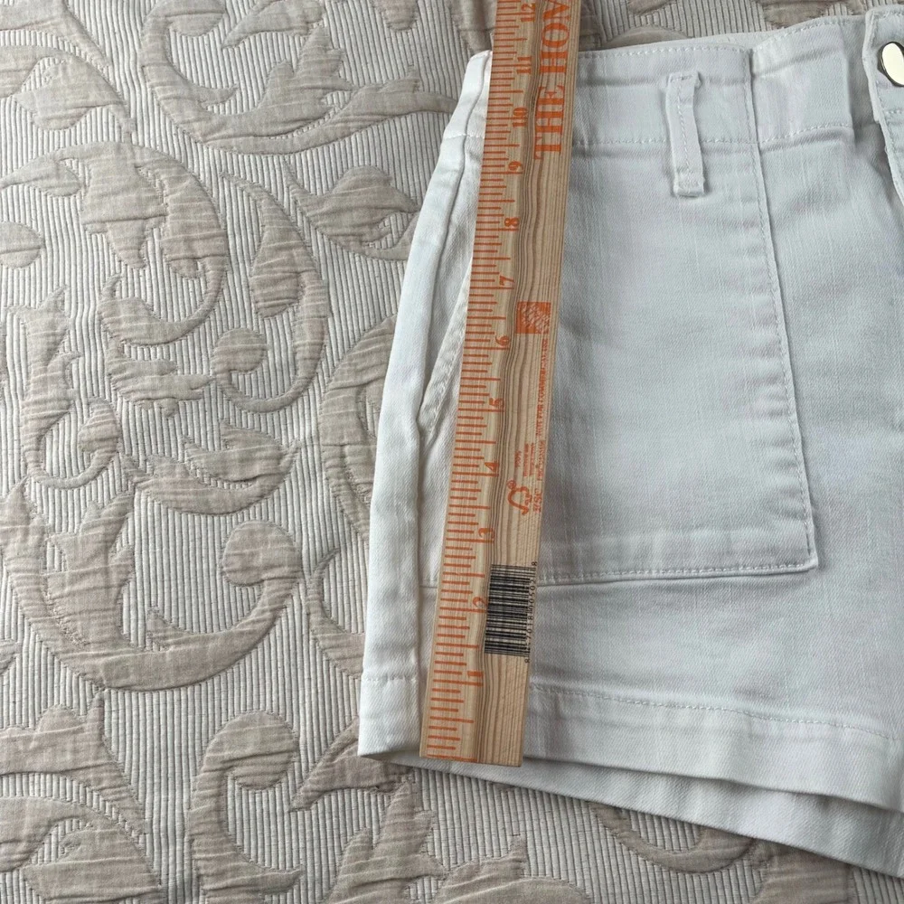 Loft White Denim Utility Shorts Womens 24‎ Petite 00 High Rise Patch Pocket